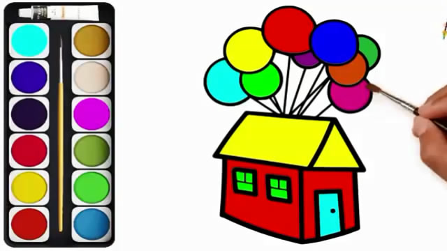 气球房子简笔画简单图片