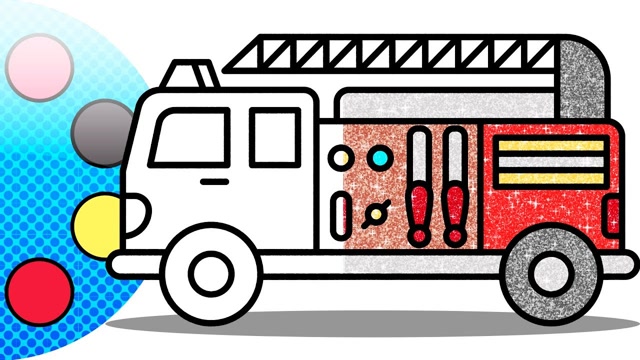 儿童简笔画:金粉救火车画画