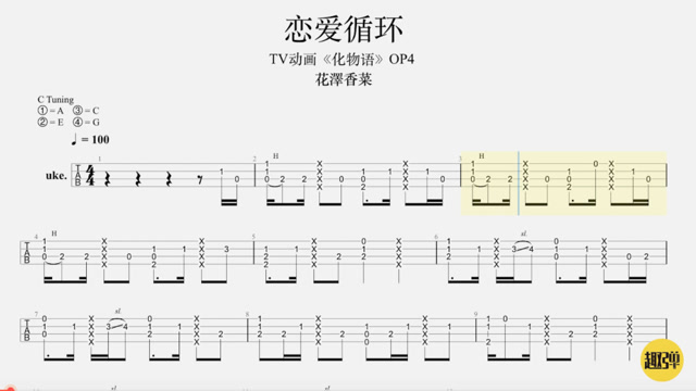 恋爱循环花泽香菜尤克里里指弹视频谱