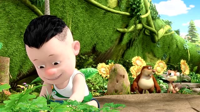 熊熊乐园:光头强赶走了帮他拔草的蹦蹦和萝卜头