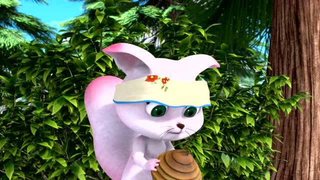 熊熊乐园:小月亮摸到蜂窝扔给了吉吉,吉吉和光头强被蛰得满头包