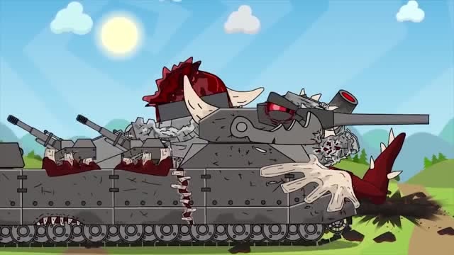 坦克世界搞笑动漫:破烂kv44对决牛角利维坦,简直是强者无敌