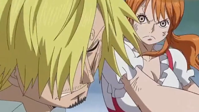 山治把路飞揍了,娜美追上去就是一个耳光