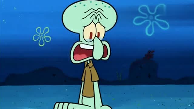 章鱼哥特别伤心,海绵宝宝抱住他安慰他