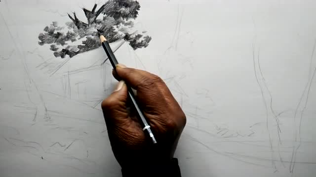 国外绘画艺术:画家画功特别的扎实,描绘的树木特别的生动