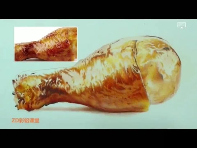绘画鸡腿五彩铅作品手绘终于完工了我要溜去吃饭啦
