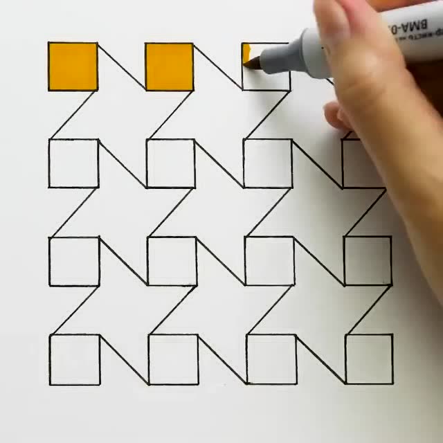 绘画技巧:用方块就能画出好看的图案,这样的设计很巧妙