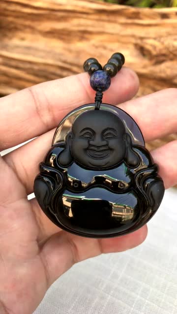 李居老坑冰种黑曜石 笑佛