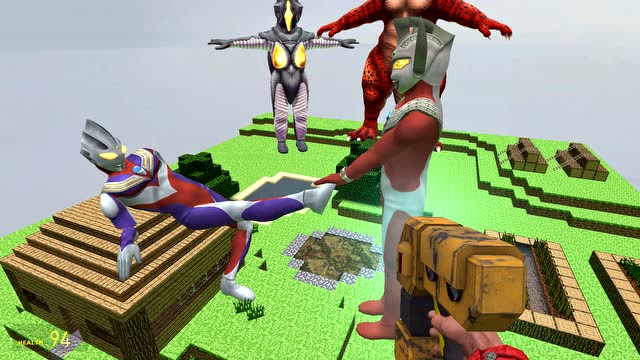 怪兽袭击光之巨人泰罗却在挠迪迦奥特曼的脚底