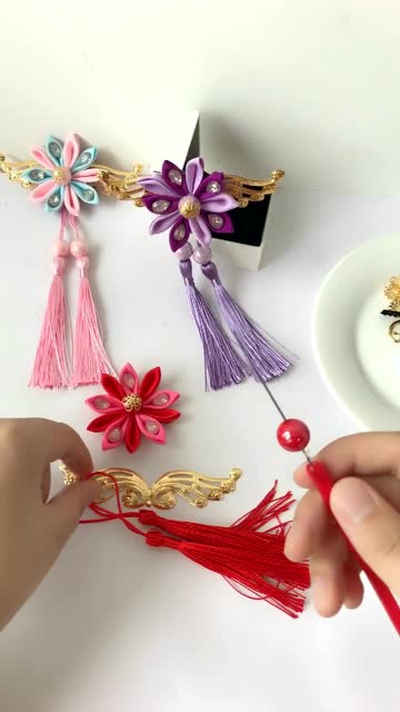 遇见你手工坊132号 ④和风花diy细工发饰教程