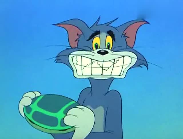 猫和老鼠 汤姆一口咬住一只乌龟,结果牙齿都咬崩了
