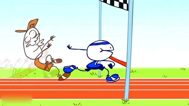 简笔动画动漫,后来居上,最终赢得赛跑冠军