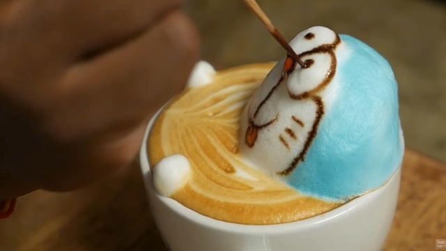 老外手工制作"3d拉花咖啡",造型太萌,都不忍下嘴