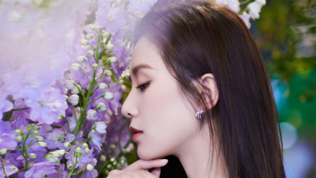 刘诗诗白衣长发仙气飘飘!站在花丛中青葱惬意侧颜美腻