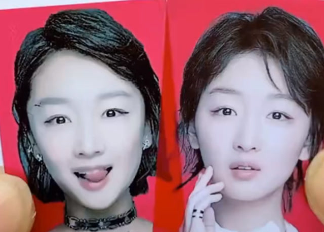 这不是同一个人是周冬雨和李浩菲她们的照片合在一起重叠了