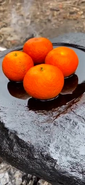农村胖子石板烤焦糖橘子