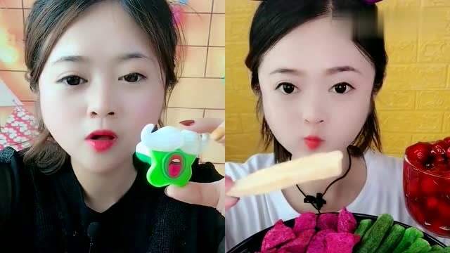 美女直播吃龅牙糖,草莓酱,各种口味任意选,是我向往的生活