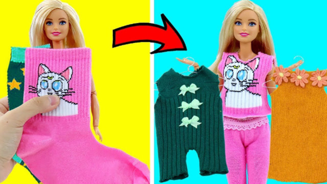 美女用"袜子"做裙子,穿在芭比娃娃身上,网友:隔壁小孩哭了!