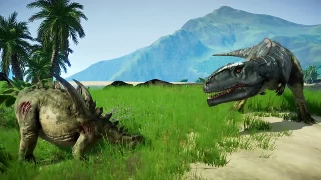 霸王龙击杀剑龙 恐龙动漫