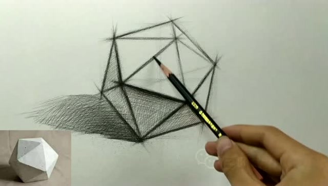 石膏几何体二十面体结构素描-色阶文化-梅国海