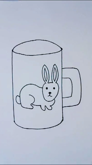 圆柱形画超萌兔子水杯
