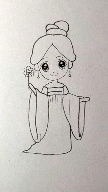 古风小公主画法,大人可以交给自己家小孩画画喔!