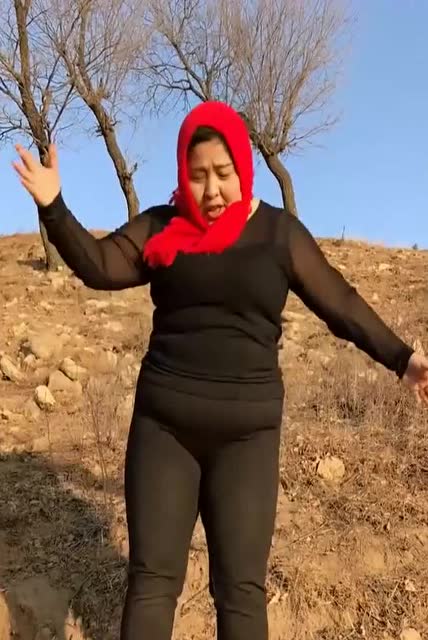 农村胖媳妇翻唱《信天游》,这气势绝了,仿佛在开演唱会!