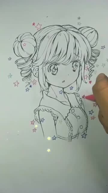 美术手绘教程画的二次元少女,这颜色上的真是梦幻!