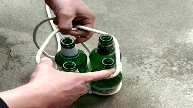 啤酒瓶妙用绳结教学,学会这一招,万物皆可绑!