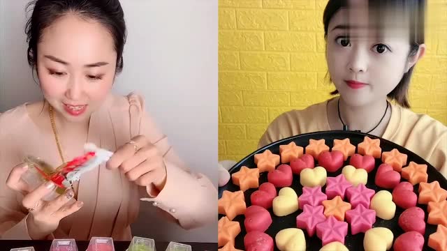 吃货们直播吃拉丝糖,星星糖果,口味随她们选,感受到幸福的味道