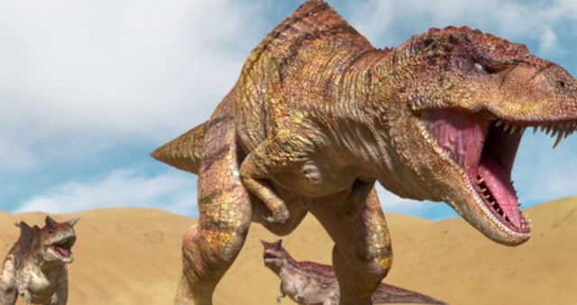 恶恐龙残食腕龙的孩子,食草龙八百度勇敢起来,真厉害