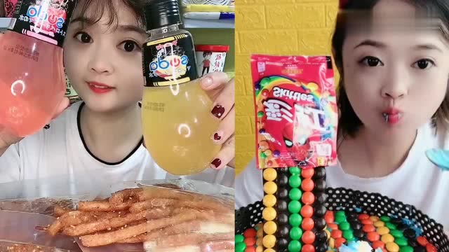 吃播美女直播吃彩虹糖,一个接一个根本停不下来,吃货的最高境界