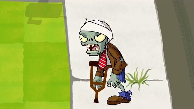 植物大战僵尸搞笑游戏动画:受伤撑拐杖的僵尸为何又受伤了?