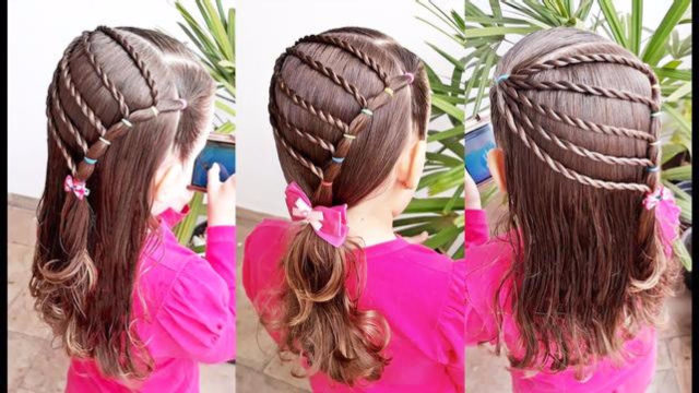 开学季给小女孩这样编头发非常漂亮,披肩或扎起来都有气质,编发