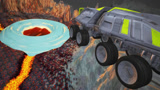 汽车飞跃火山中的水漩涡会怎样？3D动画模拟，看完热血沸腾！
