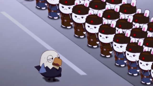 那年那兔:兔子军团对白头鹰行注目礼,阵仗太大白头鹰很不适应