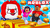 ROBLOX逃离麦当劳：吃着汉堡包遇到发疯小丑追击！面面解说