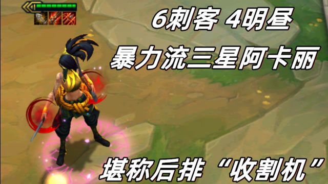 云顶之弈:6刺客4明昼暴力流三星阿卡丽,堪称后排"收割机"