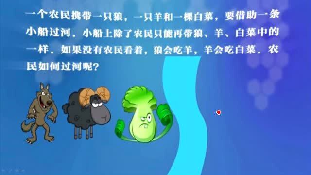 趣味益智题:农夫想要同时应付狼,羊和白菜,你有好办法吗
