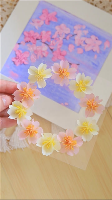 你们要的简单手工樱花花环来啦是不是很漂亮呢叫好朋友给你做