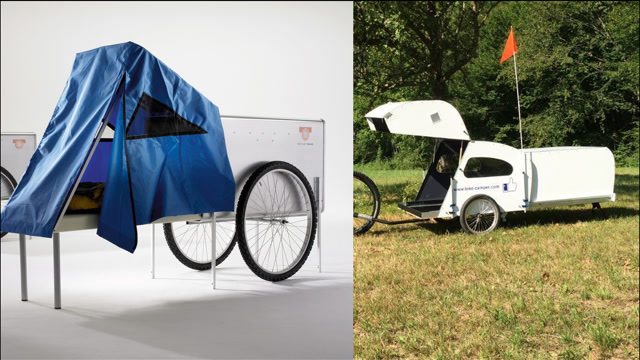 抽屉式自行车伴侣,打开后变单人房车,野营再不用带帐篷了!