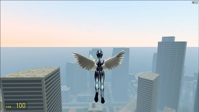 赛罗奥特曼长了一对白色的翅膀,可以在城市里自由翱翔了