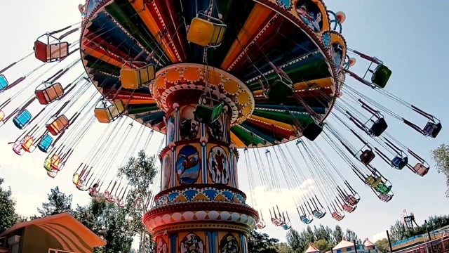 【玩乐不止,欢乐不停】太阳岛笨熊乐园旋转摇摆伞开心旋转