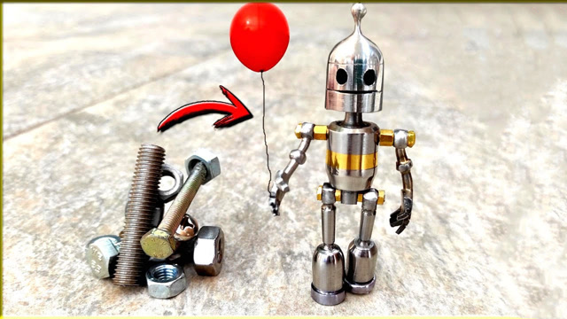 牛人利用用螺母和螺栓,制作金属迷你机器人,这动手能力我服了