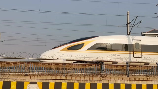 一列被称作"金凤凰"的高铁动车组,从北京南站开往天津方向