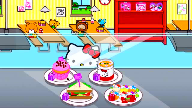 凯蒂猫 hello kitty 便当游戏 制作菠萝水果冰串
