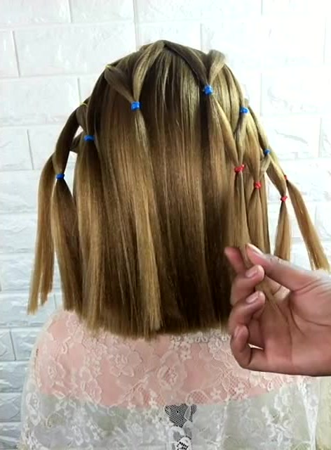 短发渔网辫 可以给孩子试试