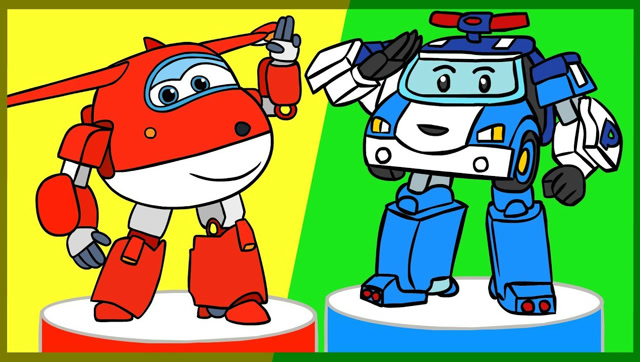 变形警车铂利奇趣画超级飞侠涂色画教你怎样画乐迪简笔画