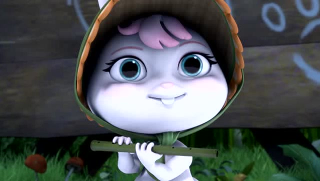 熊熊乐园:小兔子凯特表演吹笛子,但是笛子进了雨水