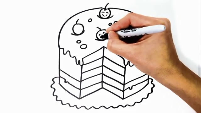 儿童简笔画:新婚蛋糕切切